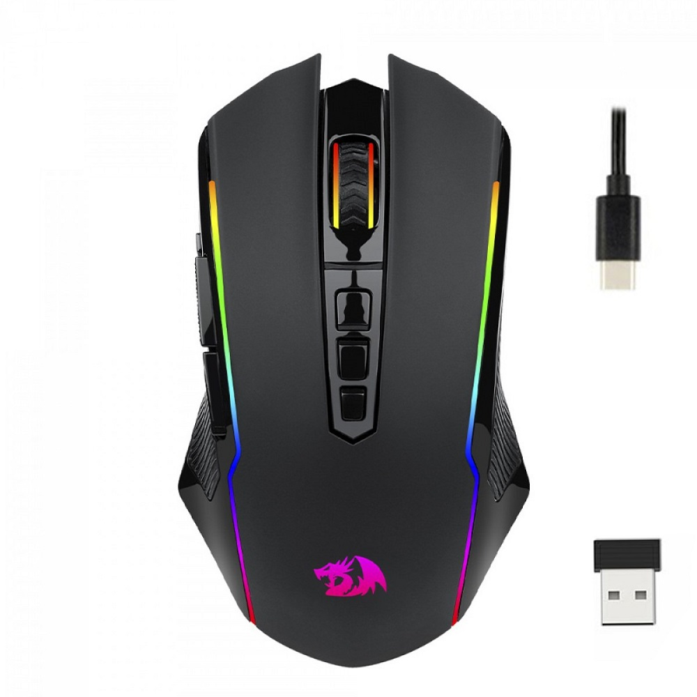 Mouse Gamer Redragon Ranger Lite RGB 9 Botões Wireless - Preto