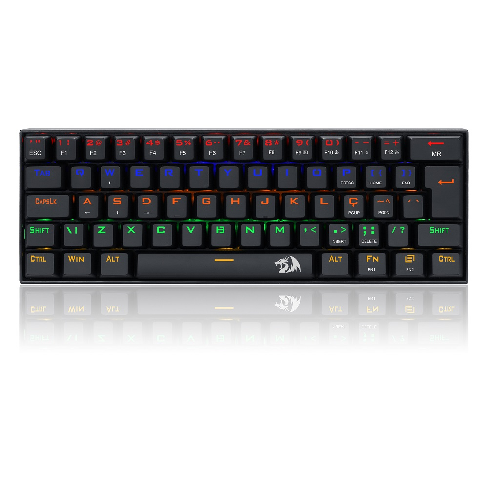 Teclado Mecânico Gamer Redragon Lakshmi Rainbow ABNT2 Switch Black - Preto