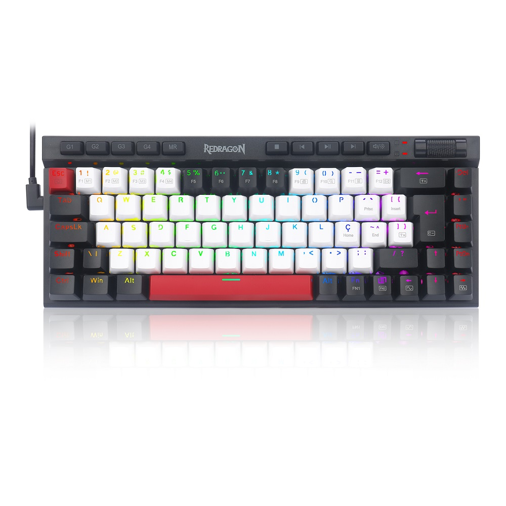 Teclado Mecânico Redragon Magic Wand Switch Brown RGB C/Fio Branco