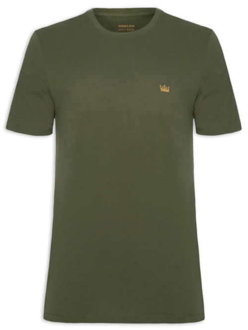 Camiseta Masculina Manga Curta Gola Careca Soft Used Gold Crown Mc - Verde Camiseta Masculina Manga Curta Gola Careca Soft Used Gold Crown Mc - Verde