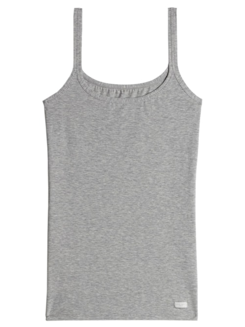 Blusa De Alcas Finas Em Algodao Natural - Cinza Blusa De Alcas Finas Em Algodao Natural - Cinza