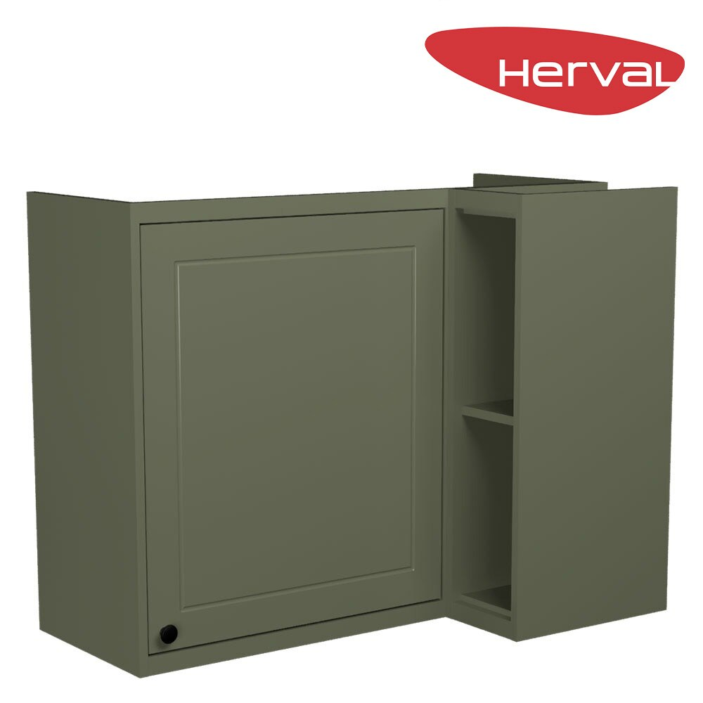Armário Aéreo de Canto com Nicho 1 Porta Herval Liz, Verde 92,5 cm