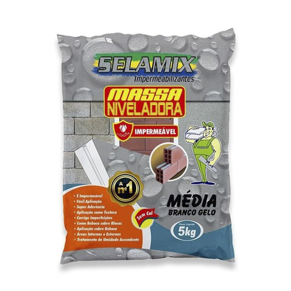 Massa Niveladora Selamix, Branco Gelo, 5 Kg Massa Niveladora Selamix, Branco Gelo, 5 Kg