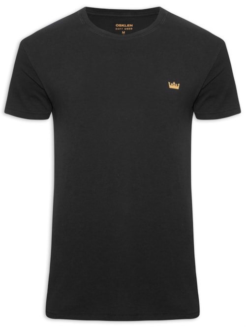Camiseta Masculina Manga Curta Gola Careca Soft Used Gold Crown Mc - Preto Camiseta Masculina Manga Curta Gola Careca Soft Used Gold Crown Mc - Preto
