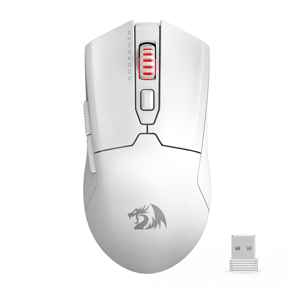 Mouse Gamer Redragon Fyzu Pro 26000 DPI 6 Botões Pixart PAW3395 - Branco