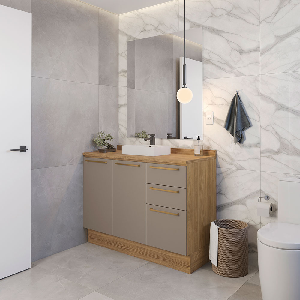 Conjunto de Banheiro Modulado 3 Peças Kappesberg Botanic, Nogueira e Fendi