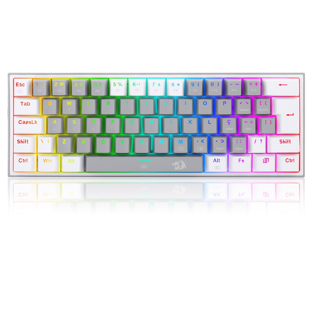 Teclado Mecânico Gamer Compacto Redragon Fizz RGB Lunar Dusk Switch Blue Preto - K617-RGB-GW