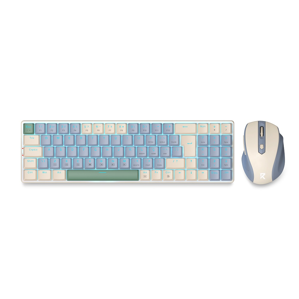 Kit Teclado e Mouse Gamer Redragon Mecânico USB BS-8772 - Azul e Creme
