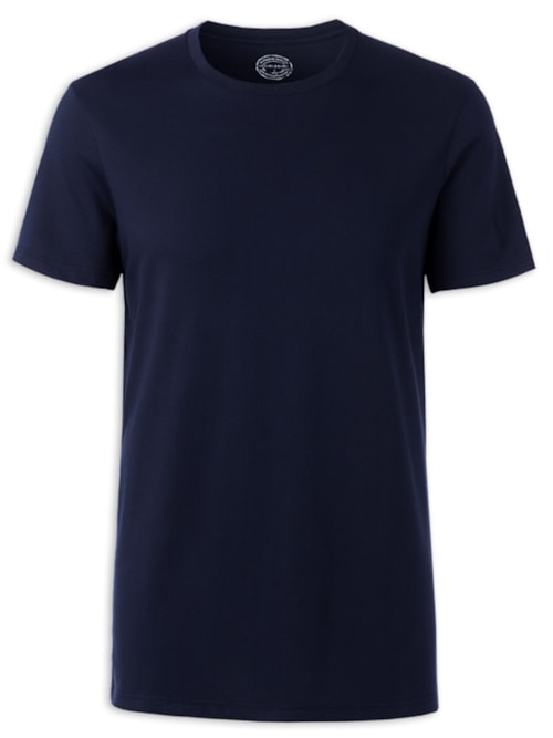 Camiseta De Manga Curta Gola De Algodao Supima® - Azul Camiseta De Manga Curta Gola De Algodao Supima® - Azul