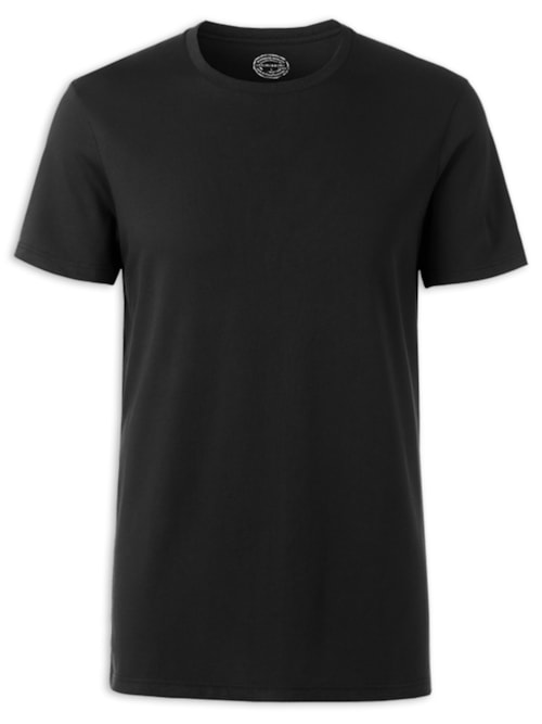 Camiseta De Manga Curta Gola De Algodao Supima® - Preto Camiseta De Manga Curta Gola De Algodao Supima® - Preto