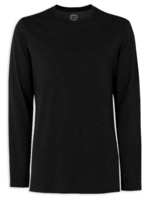 Camiseta De Manga Comprida De Algodão Supima® - Preto Camiseta De Manga Comprida De Algodão Supima® - Preto