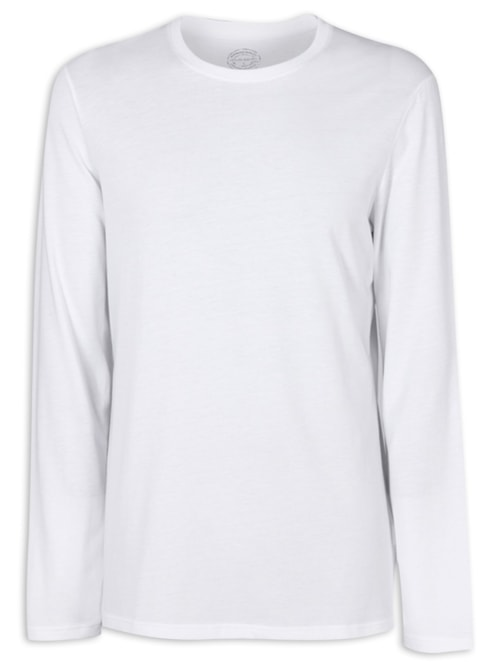Camiseta De Manga Comprida De Algodão Supima® - Branco Camiseta De Manga Comprida De Algodão Supima® - Branco