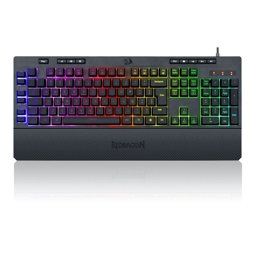 Teclado Membrana Gamer Redragon Shiva RGB ABNT2 USB - Preto