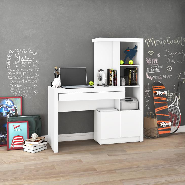 Escrivaninha Tecno Mobili ME 4143, Branco, 122,5 cm