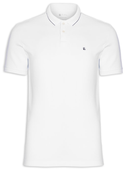 Polo Masculina Piquet Friso New - Branco Polo Masculina Piquet Friso New - Branco
