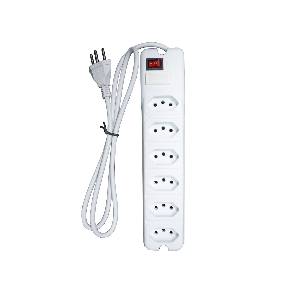 Filtro de Linha NTC 10A 6 Tomadas Entrada/Saída Bivolt Cabo 0,80cm - Branco