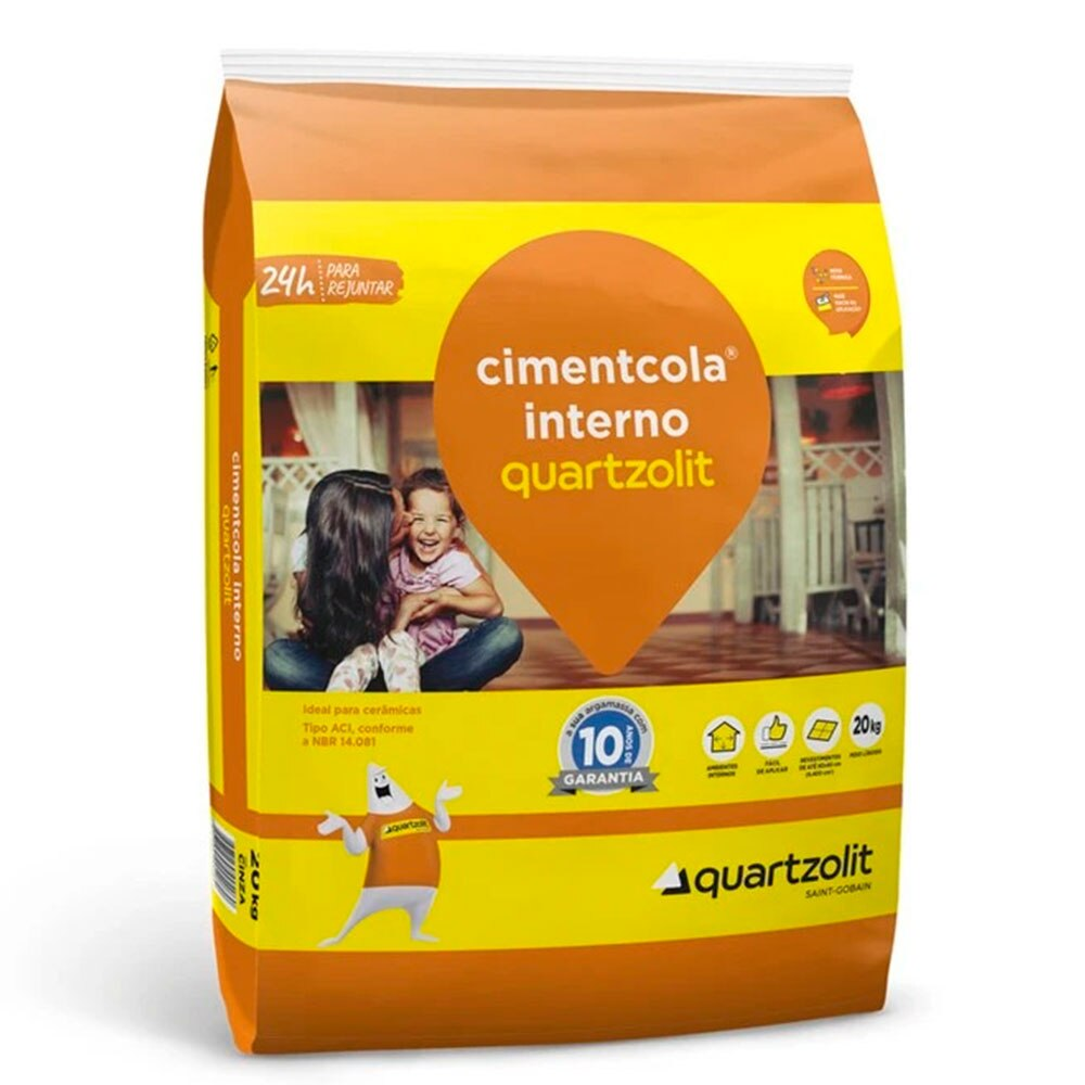 Argamassa Cimentcola Quartzolit ACI Interno, Cinza, 5 Kg Argamassa Cimentcola Quartzolit ACI Interno, Cinza, 5 Kg