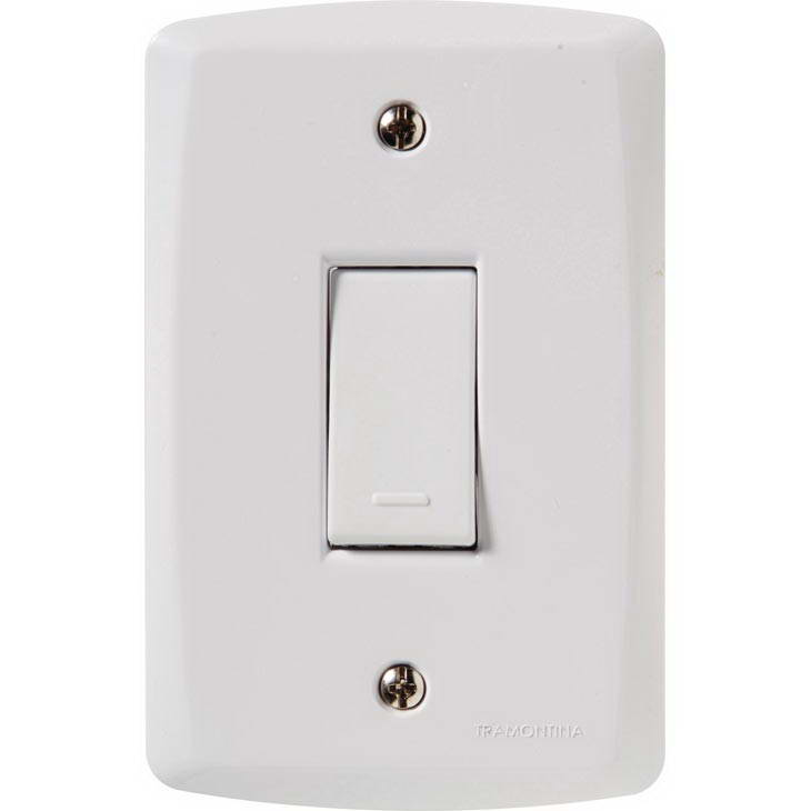 Conjunto Tramontina Lux², 1 Interruptor Simples 10A, Vertical, Branco