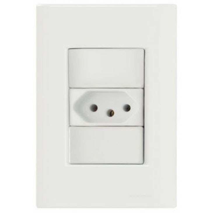 Conjunto 4x2 1 Tomada 2P+T 10 A 250 V Tramontina Giz Branco Conjunto 4x2 1 Tomada 2P+T 10 A 250 V Tramontina Giz Branco