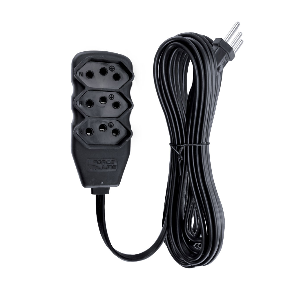 Extensão Force Line 10 Metros Slim 3 Tomadas Tripolar - 0180200316