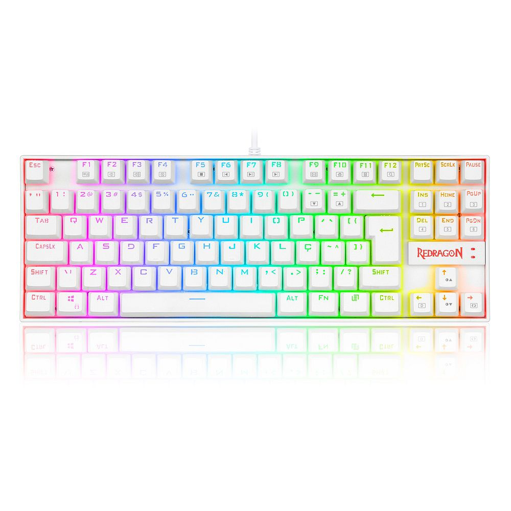 Teclado Magnético Redragon Kumara Switch Blue RGB Lunar White C/Fio Branco