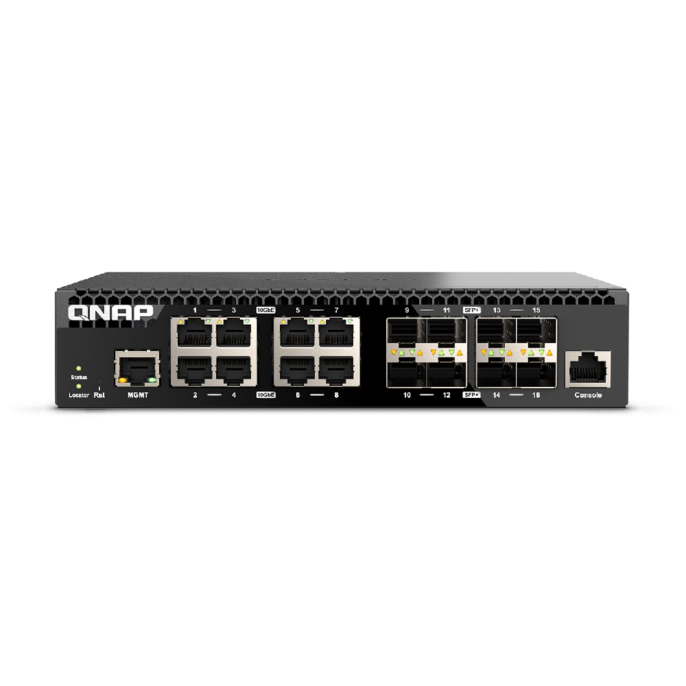 Switch Gerenciável QNAP 8 Portas RJ45 10GbE 8 Portas SFP+ 10 GbE - QSW-M3216R-8S8T Switch Gerenciável QNAP 8 Portas RJ45 10GbE 8 Portas SFP+ 10 GbE - QSW-M3216R-8S8T