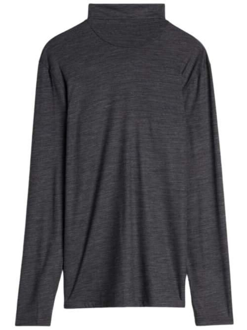 Camiseta De Manga Comprida Em Lã Merino Gola Alta - Cinza Escuro Camiseta De Manga Comprida Em Lã Merino Gola Alta - Cinza Escuro