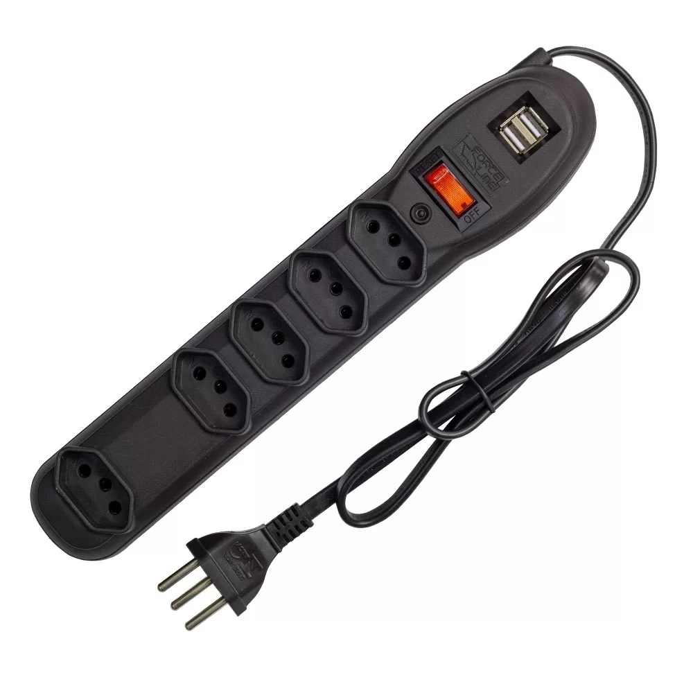 Extensão Force Line com 2 USB 5T Bivolt - 0060500123