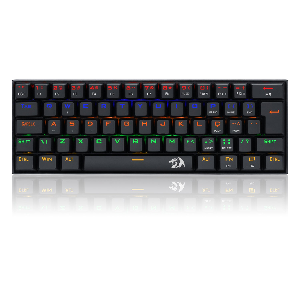Teclado Mecânico Redragon Lakshmi Switch Redragon MK II Rainbow C/Fio Preto