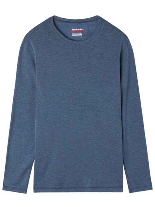 Camiseta De Manga Comprida De Modal Cashmere - Azul Camiseta De Manga Comprida De Modal Cashmere - Azul