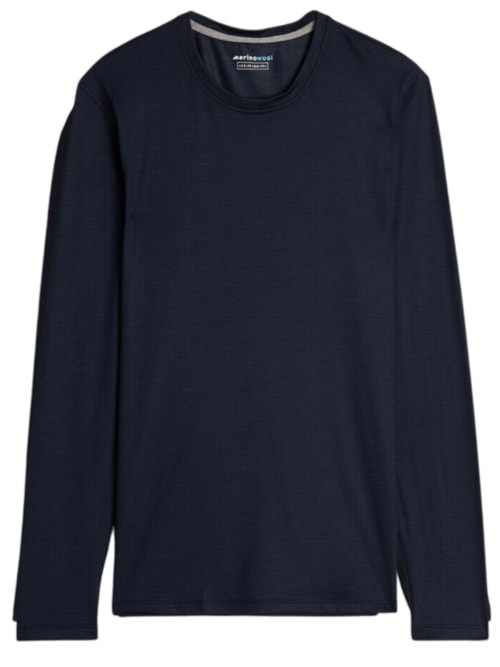 Camiseta Manga Comprida Lã Merino Decote Redondo - Azul Camiseta Manga Comprida Lã Merino Decote Redondo - Azul