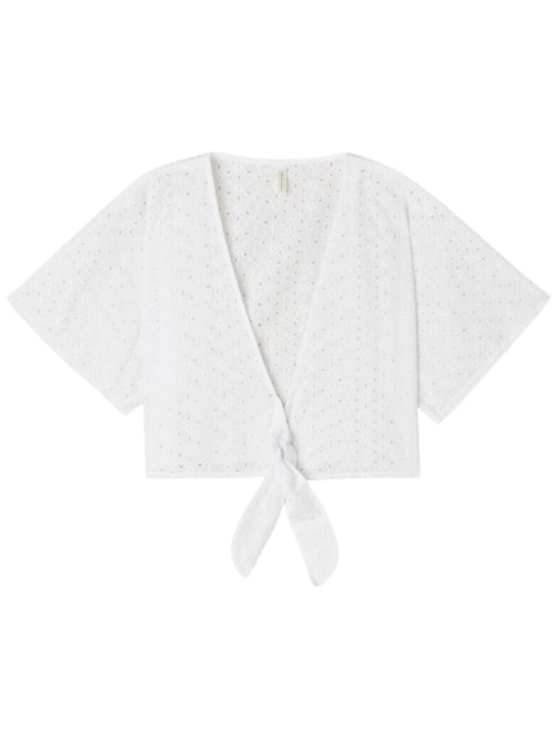 Blusa Cropped Bordado Inglês Hello Sunshine - Branco Blusa Cropped Bordado Inglês Hello Sunshine - Branco
