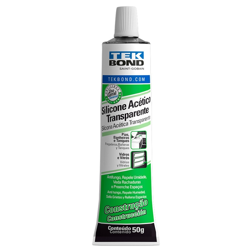 Silicone Acético Construção Tekbond, Incolor, 50 gramas
