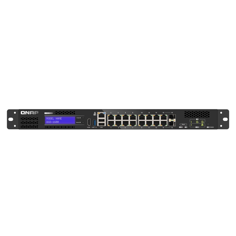 Switch QNAP 16 Portas 1GbE 2 Portas RJ45 e SFP - QGD-1600-4G Switch QNAP 16 Portas 1GbE 2 Portas RJ45 e SFP - QGD-1600-4G