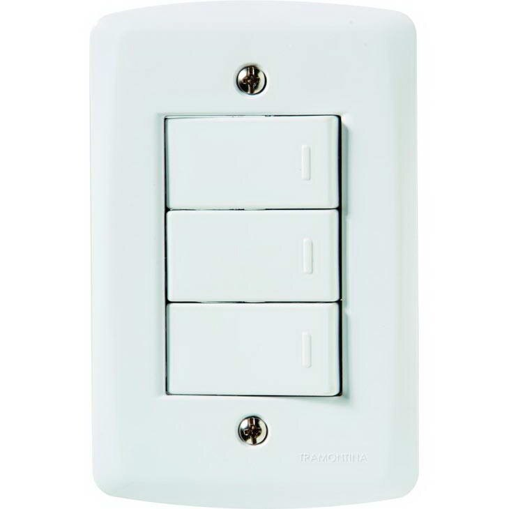 Conjunto Tramontina Lux², 3 Interruptores Simples 10A, Branco