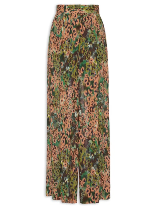 Calça Feminina Ampla Onça Camuflada - Verde