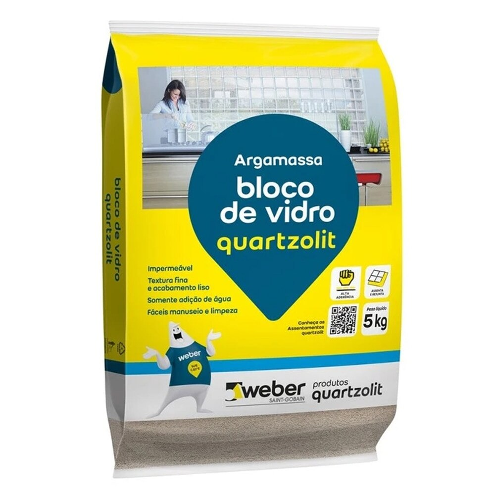Argamassa Bloco de Vidro Externo e Interno, Branco, 5 Kg