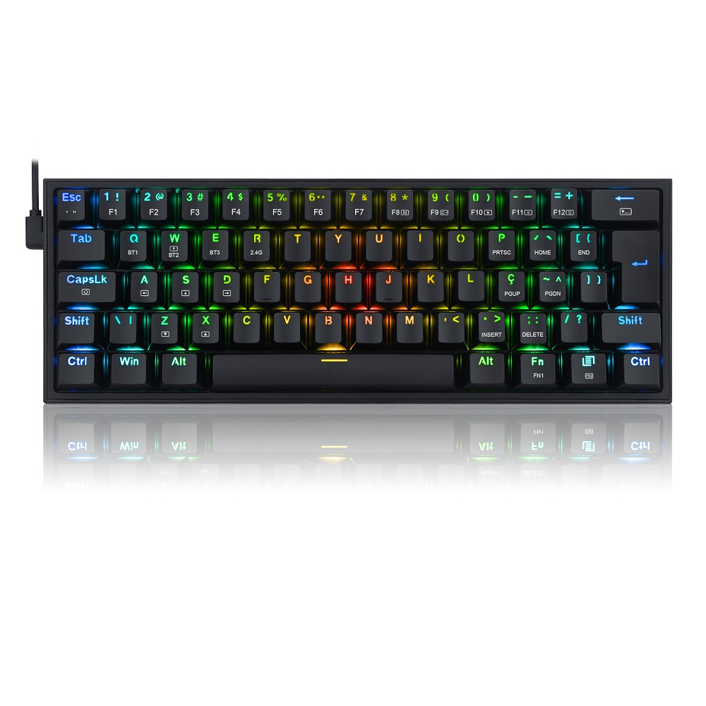 Teclado Gamer Redragon Fizz Pro RGB Switch Azul Mecânico K616-RGB-B (PT-BLUE) - Preto