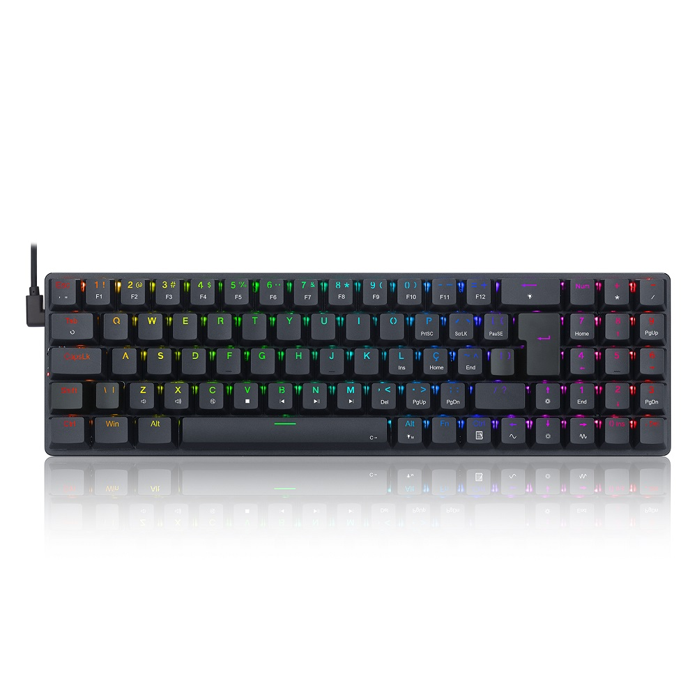 Teclado Mecânico Redragon Ashe Pro Switch Brown RGB C/Fio Preto