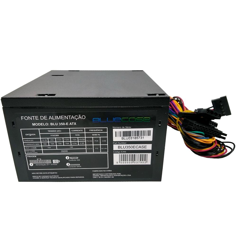 Fonte de Alimentação BlueCase 350W ATX C/ CABO - BLU350-E V3