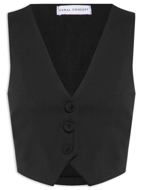 Colete Feminino Malha Ponto Roma Liso - Preto Colete Feminino Malha Ponto Roma Liso - Preto