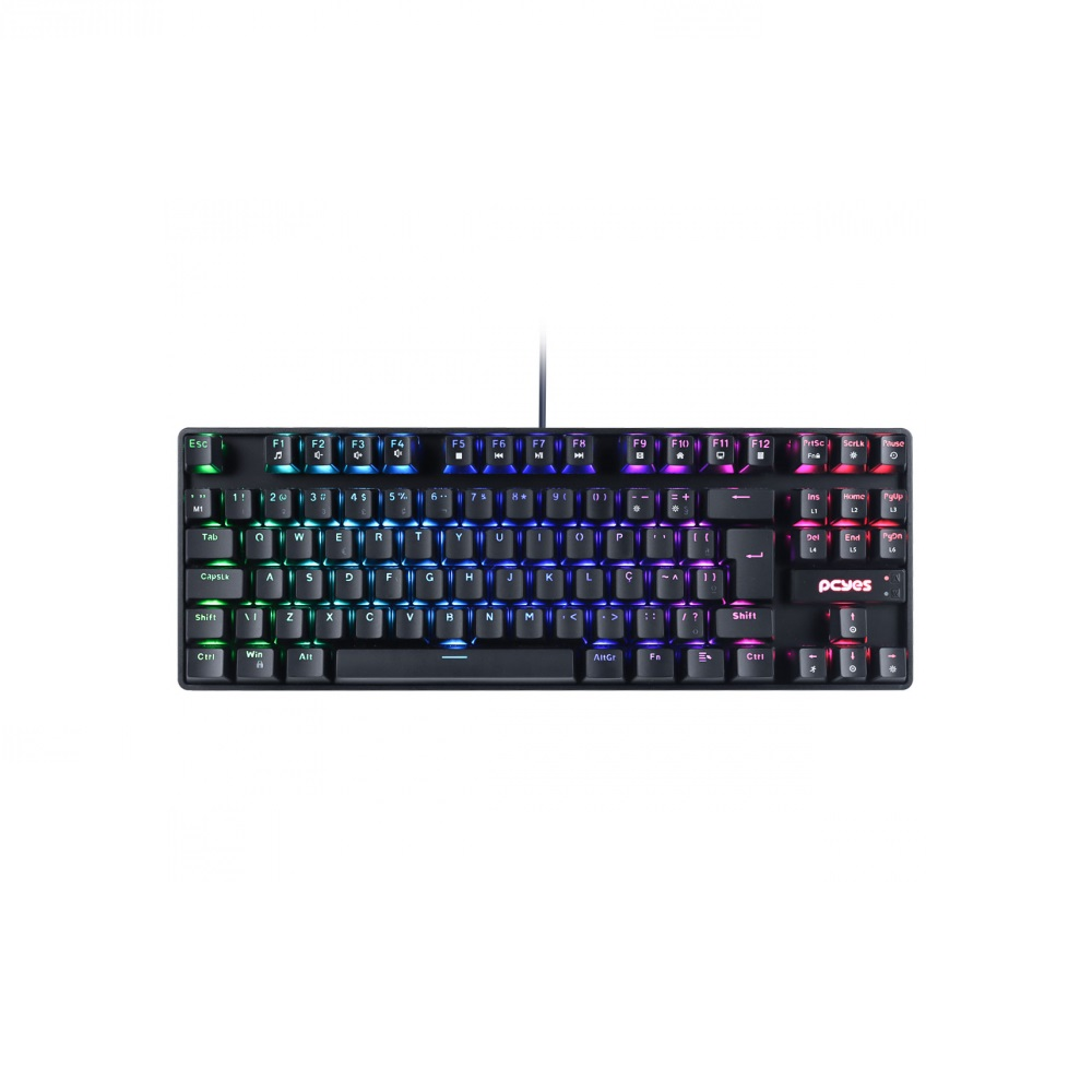 Teclado Mecânico PcYes TKL Neron RGB Switch Brown C/Fio Preto