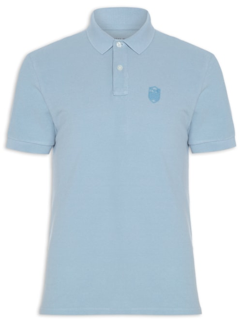 Polo Masculina Brasão Embossed Color Manga Curta - Azul Polo Masculina Brasão Embossed Color Manga Curta - Azul