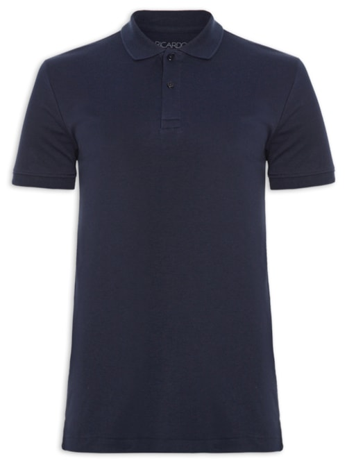 Polo Masculina Interlock em Algodão Pima - Azul Polo Masculina Interlock em Algodão Pima - Azul