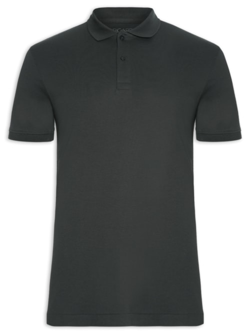 Polo Masculina Interlock em Algodão Pima - Cinza