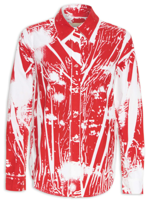 Camisa Feminina Estampada Luzes - Vermelho Camisa Feminina Estampada Luzes - Vermelho