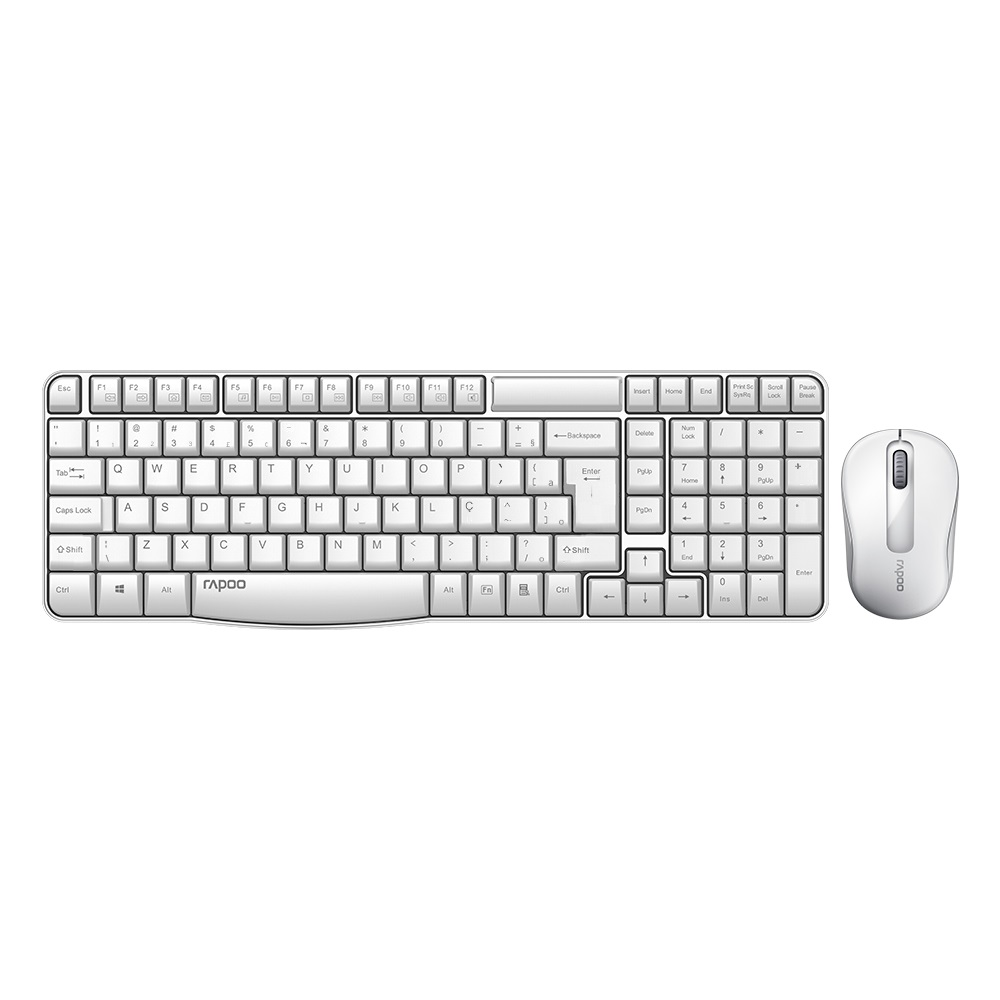 Kit Teclado Mouse Rapoo Wireless X1800S C/Pilha 10m Branco - RA002