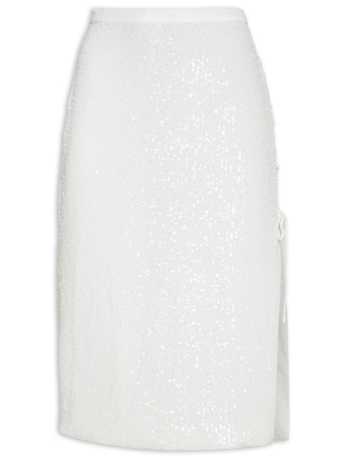 Saia Midi De Amarrar Com Fenda Reveillon - Branco Saia Midi De Amarrar Com Fenda Reveillon - Branco