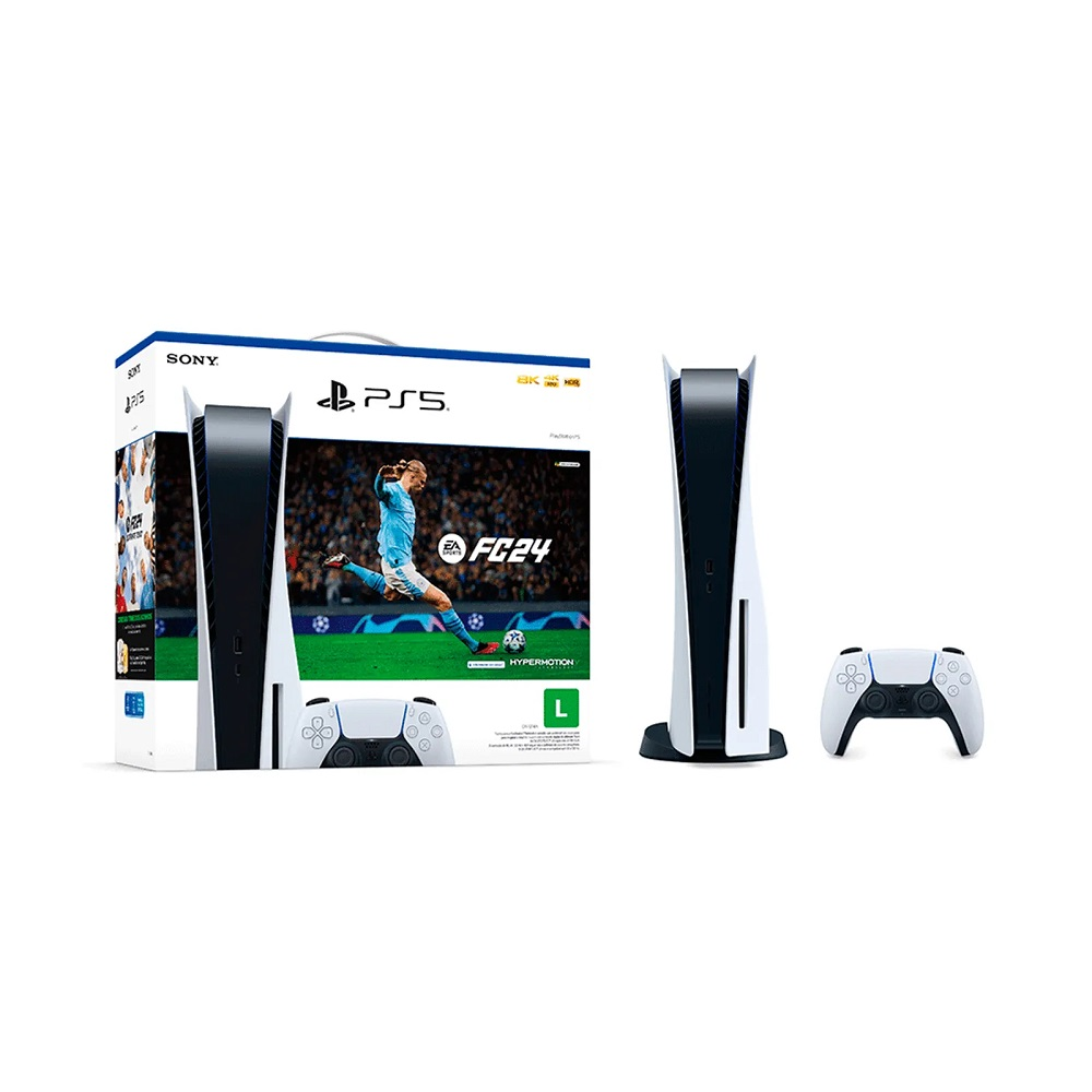 Console Sony PlayStation 5 + EA Sports FC 24 825GB 4K Saída 120Hz e 8K Tempest 3D Audio Tech Console Sony PlayStation 5 + EA Sports FC 24 825GB 4K Saída 120Hz e 8K Tempest 3D Audio Tech