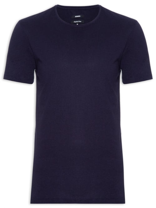 Camiseta Masculina Algodão Pima Gola Careca - Azul Camiseta Masculina Algodão Pima Gola Careca - Azul